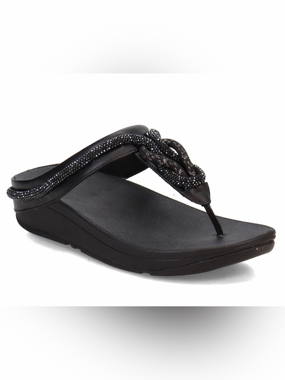 Fitflop Fino Crystal Cord Embellished Wedge Flip Flop Sandal